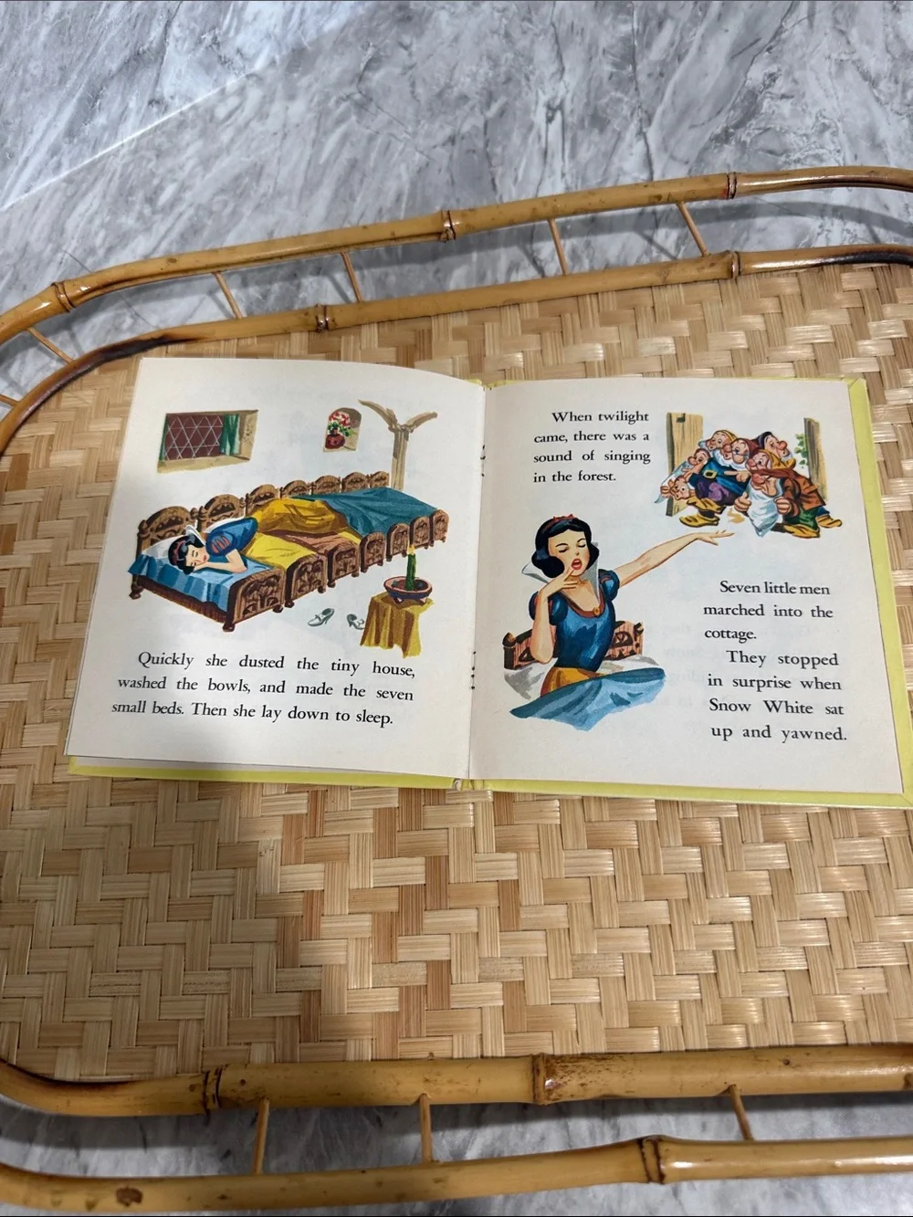 Vintage Walt Disney Snow White and the Seven Dwarfs Kids Story Book - Yellow